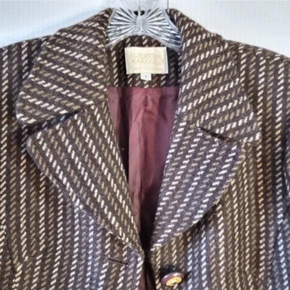 Vintage Alberto Makali Beyond Fabulous Wool Weave 3 Button Blazer 6 - Picture 2 of 12